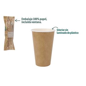 SET 10 VASOS CARTON KRAFT 330CC ALGON - BA01054076872.