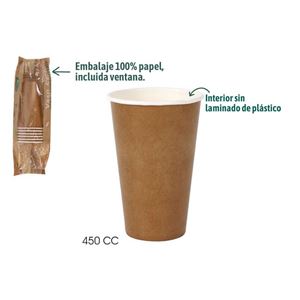 SET 6 VASOS CARTON KRAFT 450CC ALGON - BA01054076874.