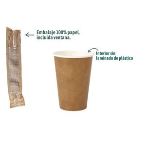 SET 50 VASOS CARTON KRAFT 200CC ALGON - BA01054076870.
