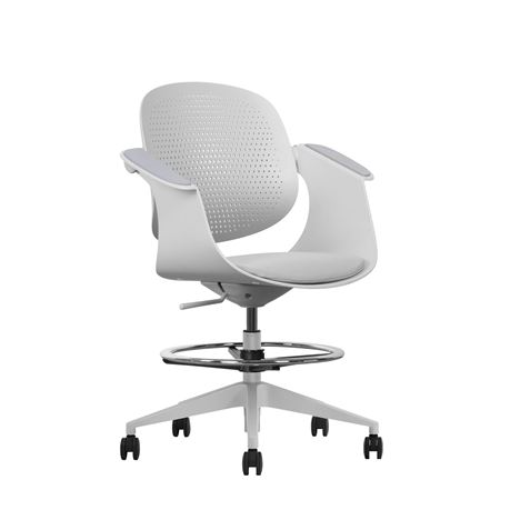 REACONDICIONADA SILLA / TABURETE DE OFICINA TOP WORK GRIS CLARO CROMAD - CR1154