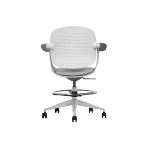 REACONDICIONADA SILLA / TABURETE DE OFICINA TOP WORK GRIS CLARO CROMAD - CR1154-2