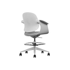 REACONDICIONADA SILLA / TABURETE DE OFICINA TOP WORK GRIS CLARO CROMAD - CR1154-4