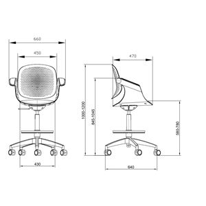 REACONDICIONADA SILLA / TABURETE DE OFICINA TOP WORK GRIS CLARO CROMAD - CR1154-5