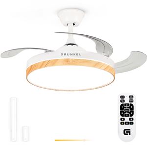 VENTILADOR TECHO 42" LED BLANCO 20W ASPAS RETRACTILES BLANCO/MADERA GRUNKEL - SKYWIND-42W25
