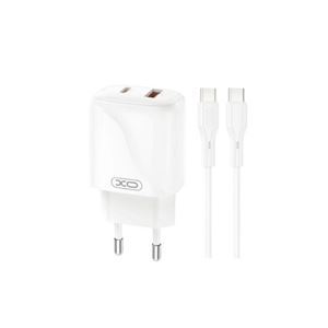 CARGADOR USB+USB-C 20W L158 CON CABLE TIPO C BLANCO XO