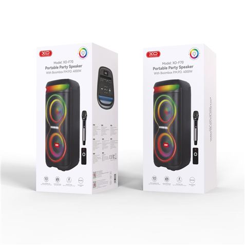 ALTAVOZ KARAOKE 40W CON MICROFONO INALAMBRICO Y RGB F70 XO - XOF70-3