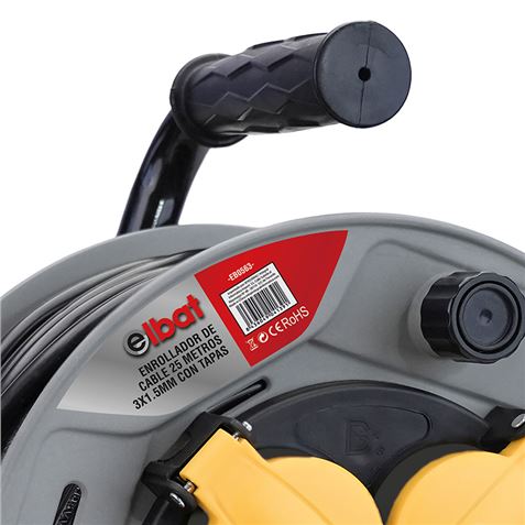 ENROLLADOR DE CABLE 25 METROS CABLE 3X1.5MM CON TAPAS ELBAT - EB0563-1