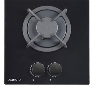 PLACA A GAS PARA ENCASTRAR 2 FUEGOS CRISTAL NEGRO MUVIP - MV0627-3