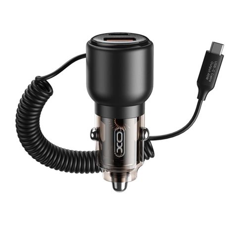 REACONDICIONADO CARGADOR COCHE 2USB 65W+45W CON CABLE TIPO C TIPO CORDON XO - XOCC59-2