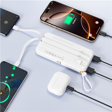 POWERBANK 10000MAH 3 SALIDAS BLANCO PR278 XO - XOPR278WH-3