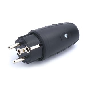 CLAVIJA ELECTRICA MACHO CON TIERRA RECUBIERTO GOMA MADER - 68042