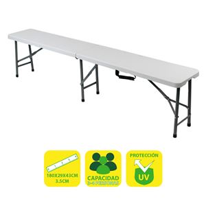 REACONDICIONADO BANCO DE RESINA PLEGABLE 180X29X43CM 3.5CM SUNGARDEN - SG0104