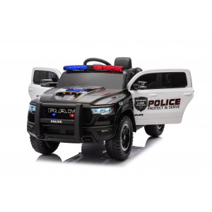 COCHE INFANTIL A BATERIA CON CONTROL REMOTO RAM 1500 POLICIA NEGRO