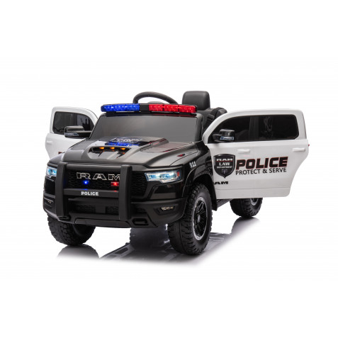 COCHE INFANTIL A BATERIA CON CONTROL REMOTO RAM 1500 POLICIA NEGRO - 33009-1