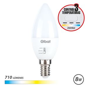 BOMBILLA LED C37 | 8W | 710LM | E14 | LUZ CALIDA/BLANCA/FRIA | ELBAT