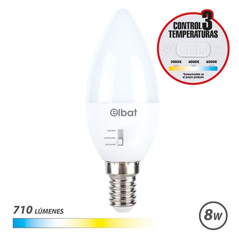 BOMBILLA LED C37 | 8W | 710LM | E14 | LUZ CALIDA/BLANCA/FRIA | ELBAT - EB0579