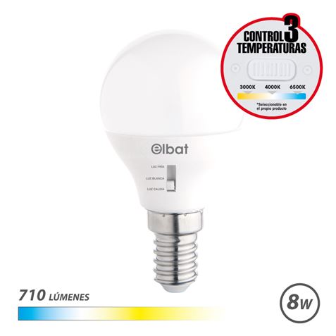 BOMBILLA LED G45 | 8W | 710LM | E14 | LUZ CALIDA/BLANCA/FRIA | ELBAT - EB0581