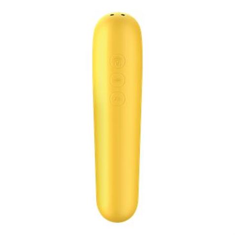 VIBRADOR Y SUCCIONADOR CON AIRE PULSADO AMARILLO SATISFYER DUAL LOVE - 4061504003047-1