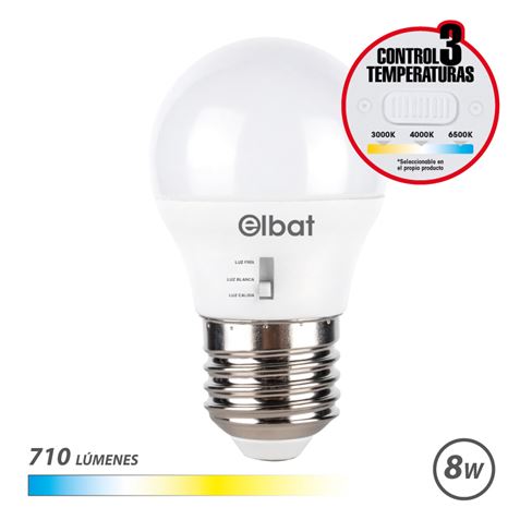 BOMBILLA LED G45 | 8W | 710LM | E27 | LUZ CALIDA/BLANCA/FRIA | ELBAT - EB0580
