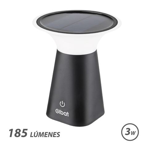 LAMPARA SOLAR RECARGABLE 3W 185LM ELBAT - EB0586 LAMPARA SOLAR RECARGABLE 3W 185LM ELBAT - EB0586