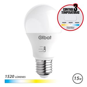 BOMBILLA LED A60 | 15W | 1520LM | E27 | LUZ CALIDA/BLANCA/FRIA | ELBAT
