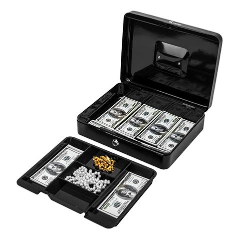 CAJA DE CAUDALES METÁLICA CON LLAVE 9X30X24CM 5 COMPARTIMENTOS CROMAD - CR1226-6