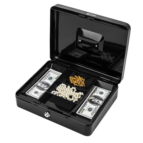 CAJA DE CAUDALES METÁLICA CON LLAVE 9X30X24CM 5 COMPARTIMENTOS CROMAD - CR1226-7