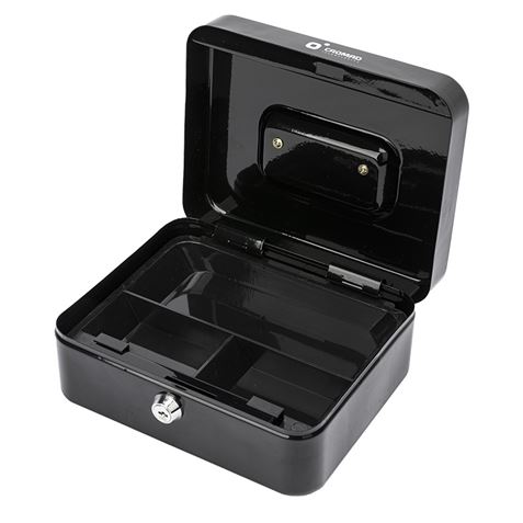 CAJA DE CAUDALES METÁLICA CON LLAVE 9X20X16CM 3 COMPARTIMENTOS CROMAD - CR1224-3