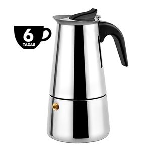 CAFETERA ESPRESSO ITALIANA DE ACERO INOXIDABLE 6 TAZAS MUVIP
