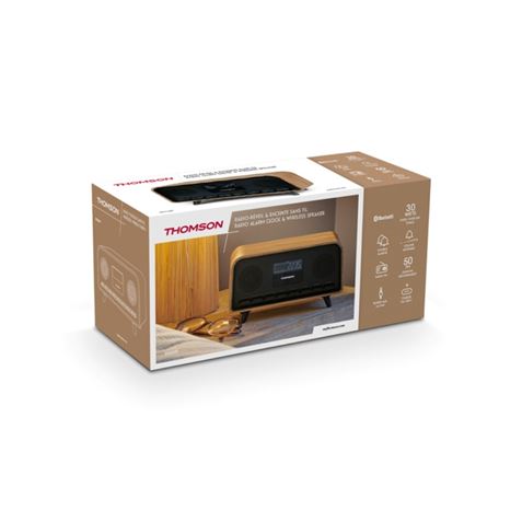 ALTAVOZ RETRO CON DESPERTADOR 30W MADERA NEGRO RT850BT THOMSON - RT850BT-1
