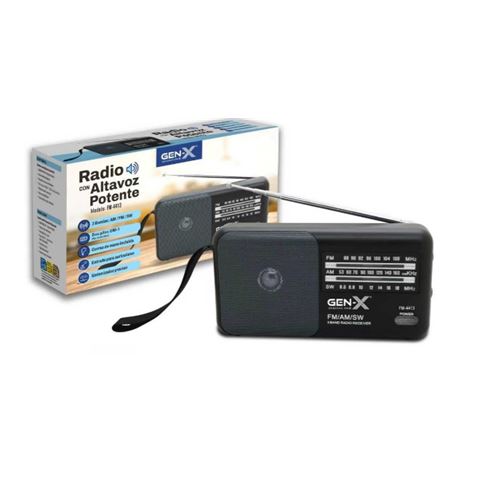 RADIO PORTATIL CLASICA SW/AM/FM ANALOGICA NEGRA FM-4413 GEN-X - FM-4413BK