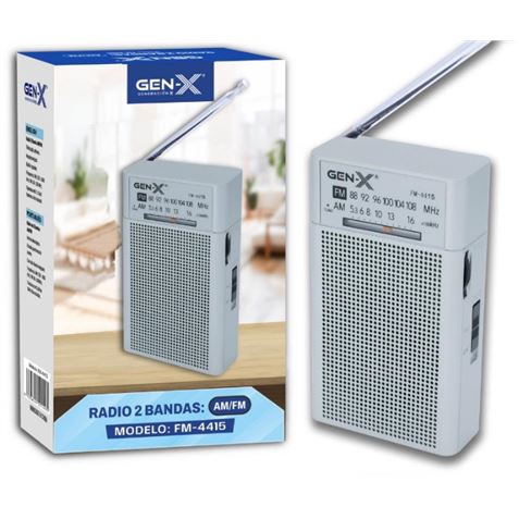 RADIO PORTATIL AM/FM ANALOGICA ALTA SENSIBILIDAD PLATA FM-4415 GEN-X - FM-4415