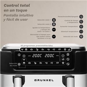 FREIDORA DE AIRE 10 LITROS 2800W CUBETOS FLEXIBLES GRUNKEL - DUALFLEXFRYER-2