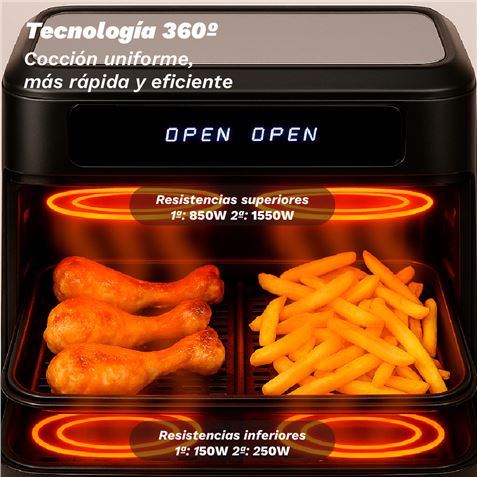 FREIDORA DE AIRE 10 LITROS 2800W CUBETOS FLEXIBLES GRUNKEL - DUALFLEXFRYER-3