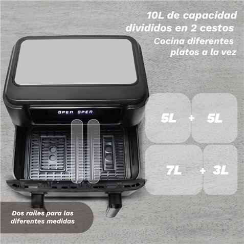 FREIDORA DE AIRE 10 LITROS 2800W CUBETOS FLEXIBLES GRUNKEL - DUALFLEXFRYER-6