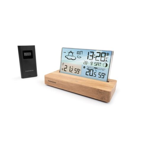 ESTACION METEOROLOGICA CON RELOJ DESPERTADOR MADERA/BLANCO THOMSON - CT600
