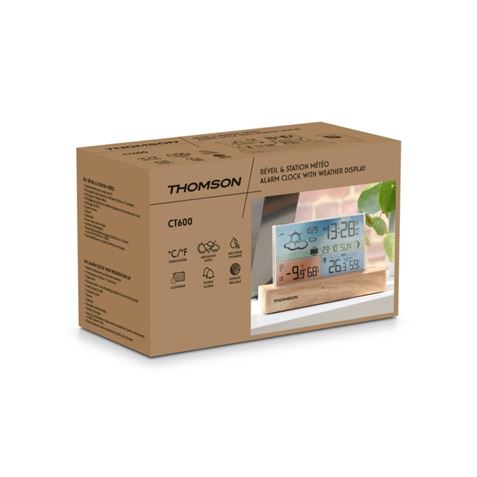 ESTACION METEOROLOGICA CON RELOJ DESPERTADOR MADERA/BLANCO THOMSON - CT600-2