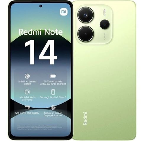 SMARTPHONE REDMI NOTE 14 6.67" | 8GB | 256GB | VERDE 108MPX XIAOMI - MZB0IZZEU