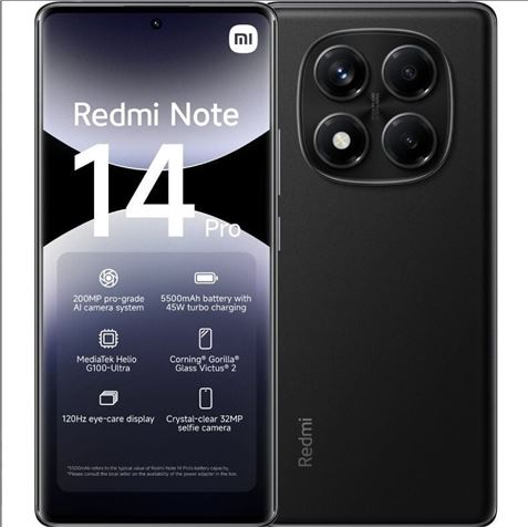 SMARTPHONE REDMI NOTE 14 PRO 6.67" | 8GB | 256GB | 200MPX NEGRO XIAOMI - MZB0IDSEU