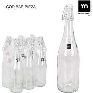 SET 6 BOTELLAS VIDRIO CON TAPON HERMETICO 75CL LA MEDITERRANEA - 3969071371