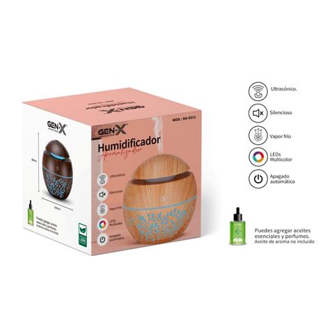HUMIDIFICADOR AROMATIZADOR ULTRASONICO 130ML GEN-X - HA-6511