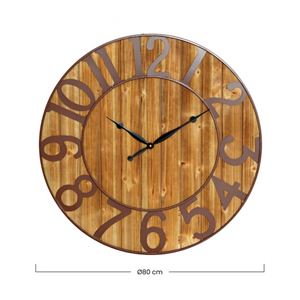 RELOJ DE PARED VINTAGE MADERA OSCURA 80CM - 81035