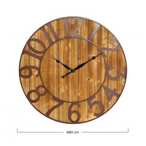 RELOJ DE PARED VINTAGE MADERA OSCURA 80CM - 81035