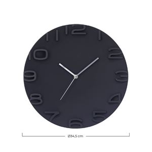 RELOJ DE PARED MODERNO 3D NEGRO 34.5CM - 81053