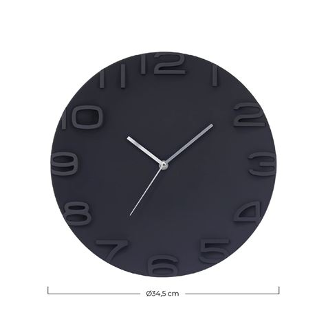 RELOJ DE PARED MODERNO 3D NEGRO 34.5CM - 81053