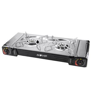 REAC COCINA DE GAS PORTATIL DOBLE BOMBONA ACERO + PLANCHA + MALETIN MUVIP - MV0613-1 REAC COCINA DE GAS PORTATIL DOBLE BOMBONA ACERO + PLANCHA + MALETIN MUVIP - MV0613-1