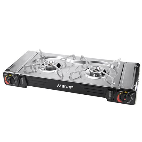 REAC COCINA DE GAS PORTATIL DOBLE BOMBONA ACERO + PLANCHA + MALETIN MUVIP - MV0613-1 REAC COCINA DE GAS PORTATIL DOBLE BOMBONA ACERO + PLANCHA + MALETIN MUVIP - MV0613-1