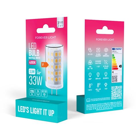 BOMBILLA LED G4 3.5W 12V 370 LUMEN LUZ BLANCA FOREVER - RTV9000065