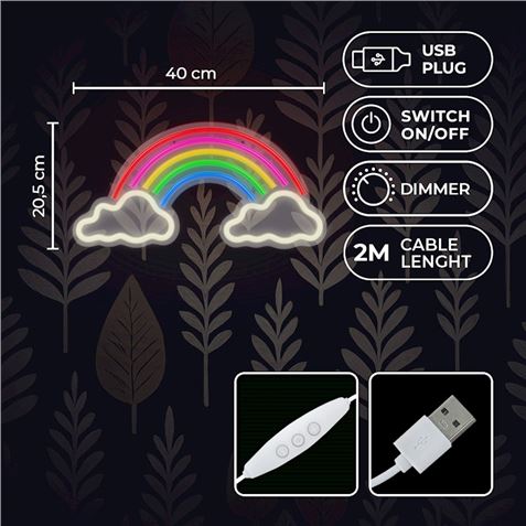 LAMPARA DECORATIVA NEON LED RAINBOW ON CLOUDS FOREVER - RTV200036-1