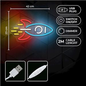 LAMPARA DECORATIVA NEON LED ROCKET FOREVER - RTV100474-2